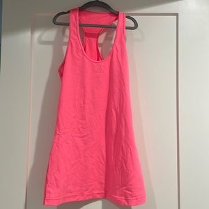 Neon coral raced back tank